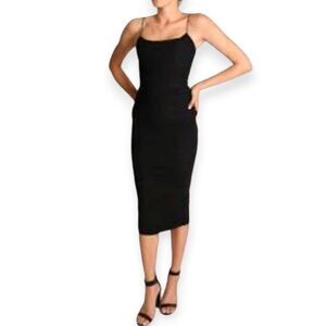 Rosevelvet Black Midi Dress with Spaghetti Straps Sz.S EUC